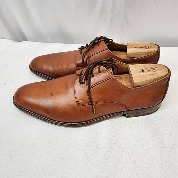 Tasso Elba Men's 11 Arturo Plain Toe Derbys Brown Leather Career Workwear - Picture 4 of 9